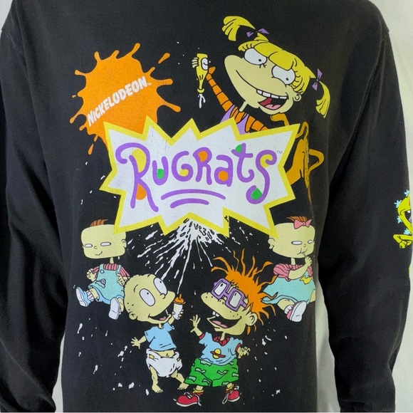 Nickelodeon Rugrats Naturally Sun Faded Black Distressed Long Sleeve Tee - Picture 3 of 8